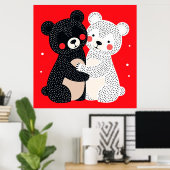 Zwei Bären im Cartoon-Stil Poster (Heimbüro)