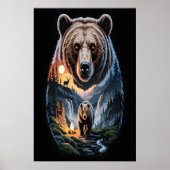 Zwei Bären im dunklen Wald 2 Poster (Vorne)