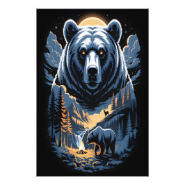 Zwei Bären im dunklen Wald 3 Fotodruck