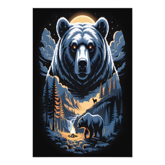 Zwei Bären im dunklen Wald 3 Fotodruck (Vorne)