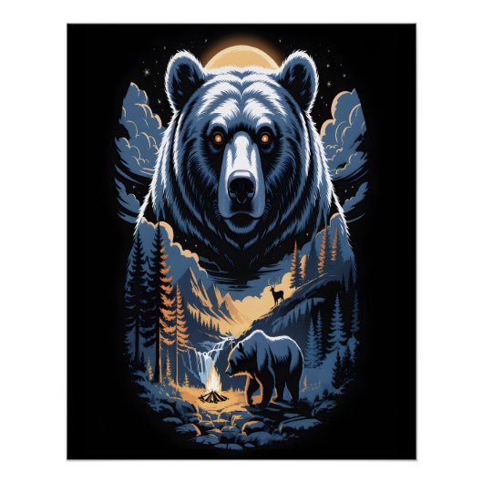 Zwei Bären im dunklen Wald 3 Poster (Vorderseite)