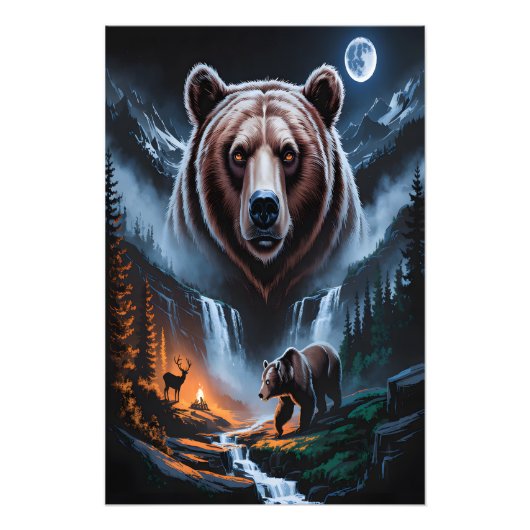 Zwei Bären im dunklen Wald 4 Fotodruck (Vorne)
