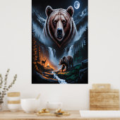 Zwei Bären im dunklen Wald 4 Poster (Küche)