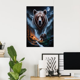 Zwei Bären im dunklen Wald 4 Poster