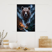 Zwei Bären im dunklen Wald 4 Poster (Küche)