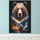 Zwei Bären im dunklen Wald 5 Leinwanddruck (Insitu (Holzboden))