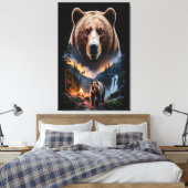 Zwei Bären im dunklen Wald 5 Leinwanddruck (Insitu (Schlafzimmer))