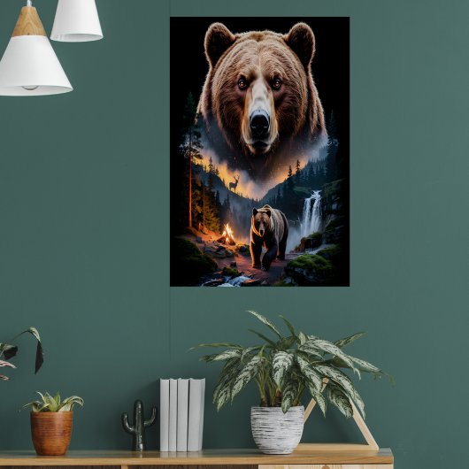 Zwei Bären im dunklen Wald 5 Poster (Wohnzimmer 1)