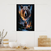 Zwei Bären im dunklen Wald 6 Poster (Küche)