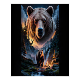Zwei Bären im dunklen Wald 6 Poster