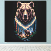 Zwei Bären im dunklen Wald Leinwanddruck (Insitu (Holzboden))