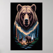 Zwei Bären im dunklen Wald Poster (Vorne)