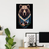 Zwei Bären im dunklen Wald Poster (Heimbüro)