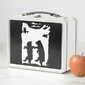 Zwei Bären tanzen in der Wald-Schale in Baumhütte Metall Brotdose (Beispiel)