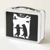 Zwei Bären tanzen in der Wald-Schale in Baumhütte Metall Brotdose (Rückseite)