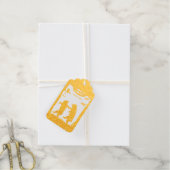 Zwei Bären tanzen unter Baumschüssel auf Zweig Geschenkanhänger (Mit Schnur)