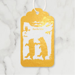 Zwei Bären tanzen unter Baumschüssel auf Zweig Geschenkanhänger