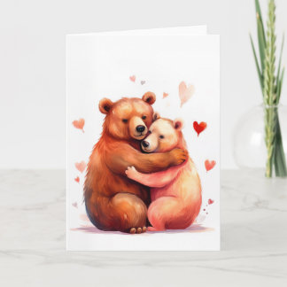 Zwei Bären umarmen einander für Valentinstag Karte