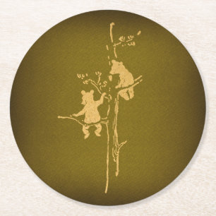 Zwei Bärenkuchen Niedliche Vintage Bärenkuppe Runder Pappuntersetzer