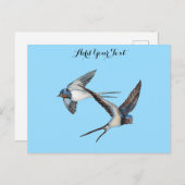 Zwei Barnschwalben fliegen Personalisiert Postkarte (Vorne/Hinten)