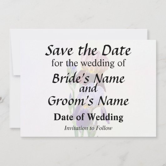 Zwei Bart-Iris Eine Marone Eine Violette Save The Date (Vorderseite)