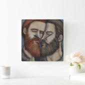 Zwei bärtige Männer Quadratische Wanduhr (Zuhause)