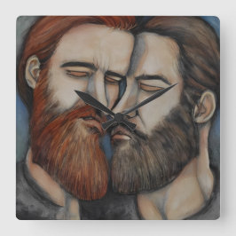 Zwei bärtige Männer Quadratische Wanduhr