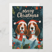 Zwei Basset Hound Frohe Weihnachten (Vorne/Hinten)