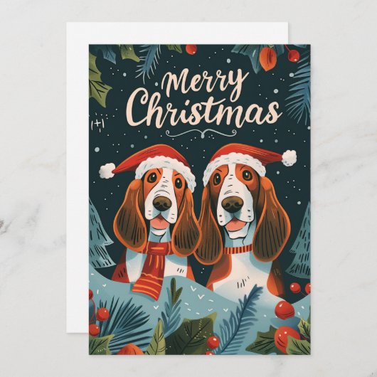 Zwei Basset Hound Frohe Weihnachten (Vorne/Hinten)