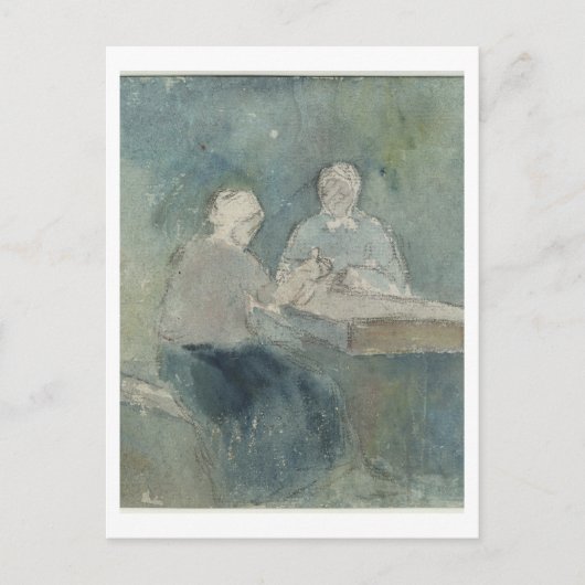 Zwei Bauern an der Tabelle, c.1874 (w/c auf Papier Postkarte (Vorderseite)