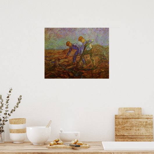 Zwei Bauern graben von Vincent van Gogh Poster (Küche)