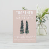Zwei Bäume minimale Hochzeitseinladung Einladung (Stehend Vorderseite)