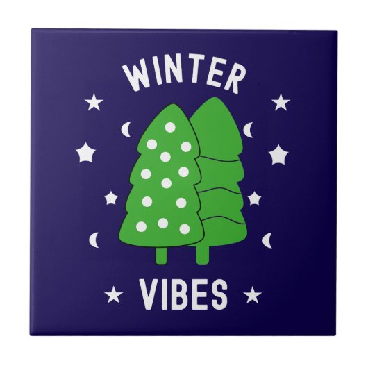 Zwei Bäume Winter Vibes Fliese (Vorderseite)