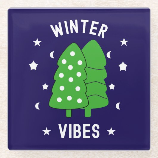 Zwei Bäume Winter Vibes Glasuntersetzer (Vorderseite)
