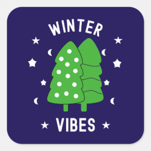 Zwei Bäume Winter Vibes Quadratischer Aufkleber