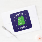 Zwei Bäume Winter Vibes Quadratischer Aufkleber (Umschlag)