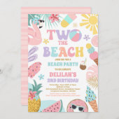 Zwei Beach Summer 2. Geburtstag Beach Party Einladung (Vorne/Hinten)