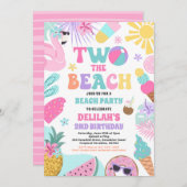 Zwei Beach Summer 2. Geburtstag Beach Party Einladung (Vorne/Hinten)