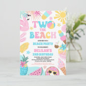 Zwei Beach Summer 2. Geburtstag Beach Party Einladung (Stehend Vorderseite)