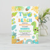 Zwei Beach Summer 2. Geburtstag Beach Party Einladung (Stehend Vorderseite)