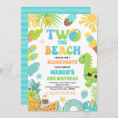 Zwei Beach Summer 2. Geburtstag Beach Party Einladung (Vorne/Hinten)
