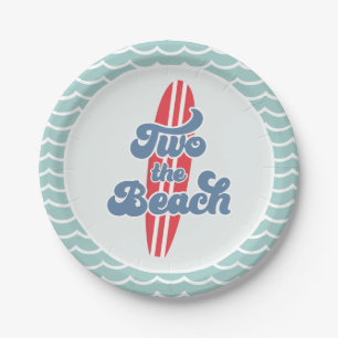 Zwei Beach Surf Beach 2. Geburtstagspapier-Teller Pappteller