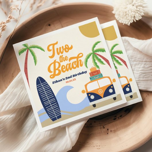 Zwei Beach Surf Blau 2. Geburtstag Party Serviette