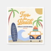 Zwei Beach Surf Blau 2. Geburtstag Party Serviette (Vorderseite)