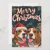 Zwei Beagle Frohe Weihnachten (Vorderseite)