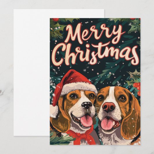 Zwei Beagle Frohe Weihnachten (Vorne/Hinten)