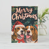 Zwei Beagle Frohe Weihnachten (Stehend Vorderseite)