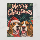Zwei Beagle Frohe Weihnachten (Vorderseite)