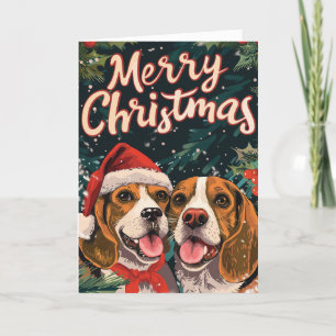 Zwei Beagle Frohe Weihnachten Personalisiert