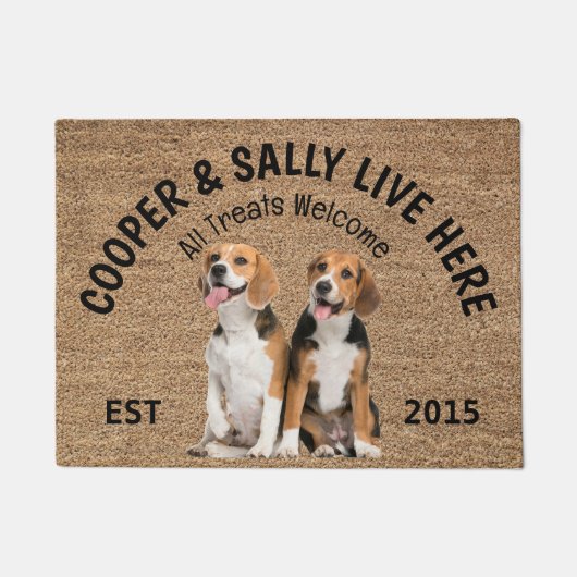 Zwei Beagle Personalisiert Hund Lover Doormat Fußmatte (Vorderseite)